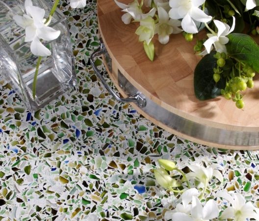 bistro green recycled glass table top