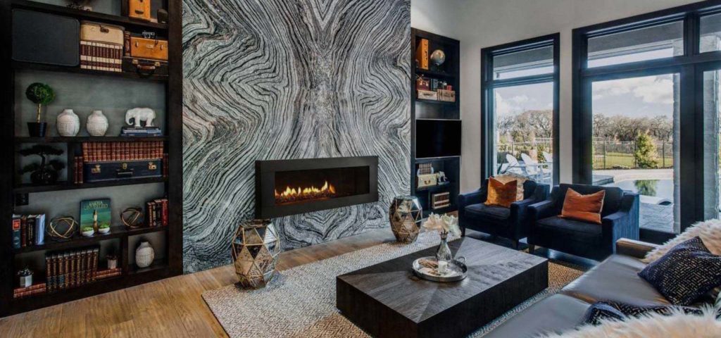 aria stone and silver wave fireplace