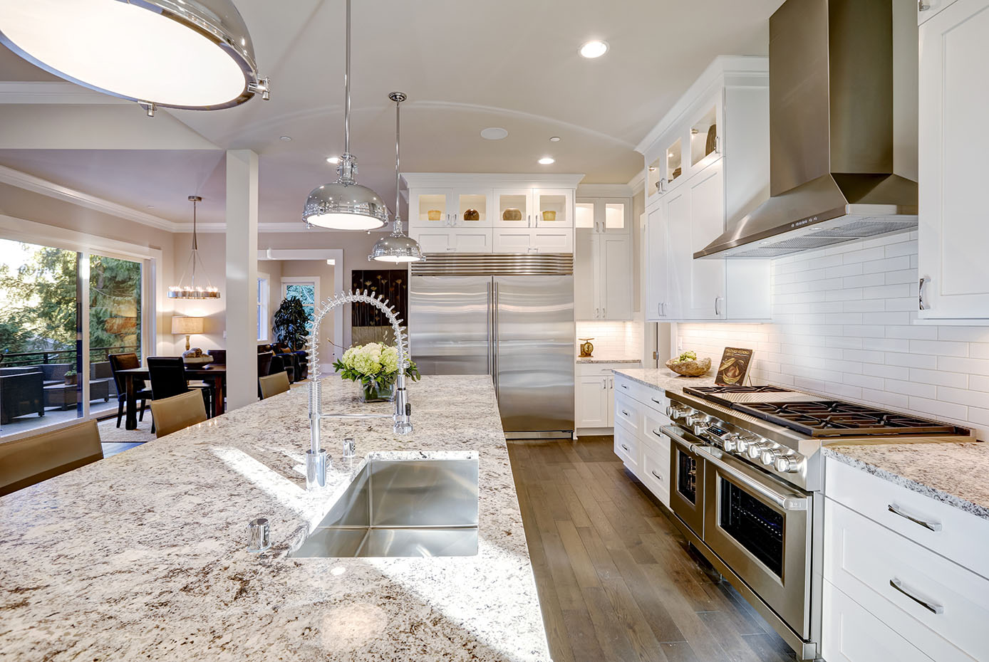 Granite kitchen countertop in a contemporary kitchen.