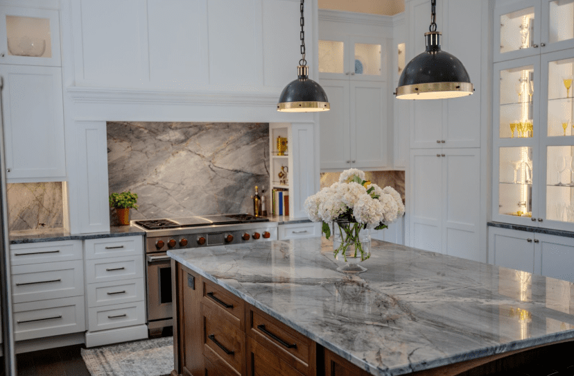 Image of a kitchen with Ijen quartzite slab.
