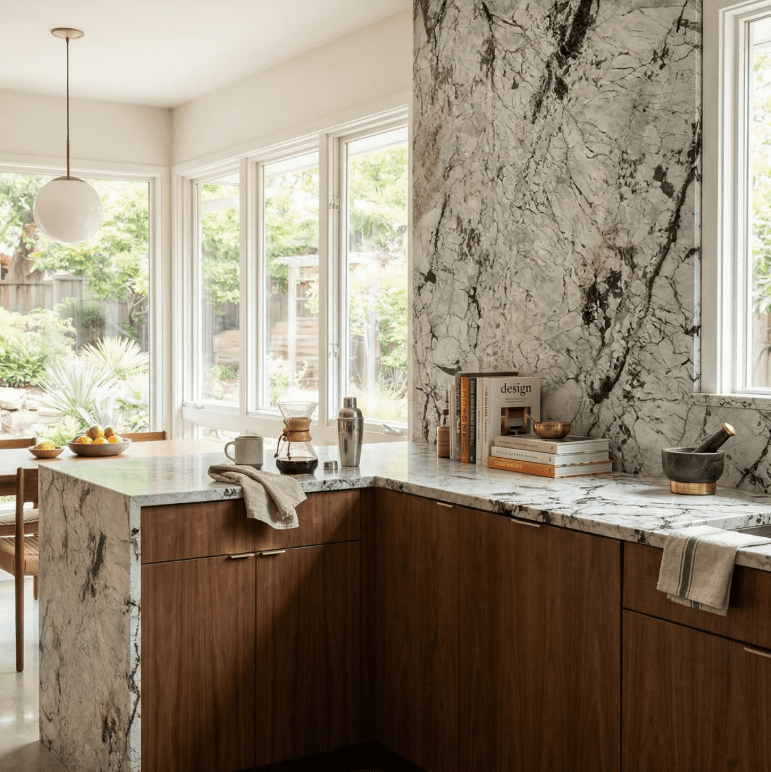 An image of a Villa Bianca granite kitchen countertop.