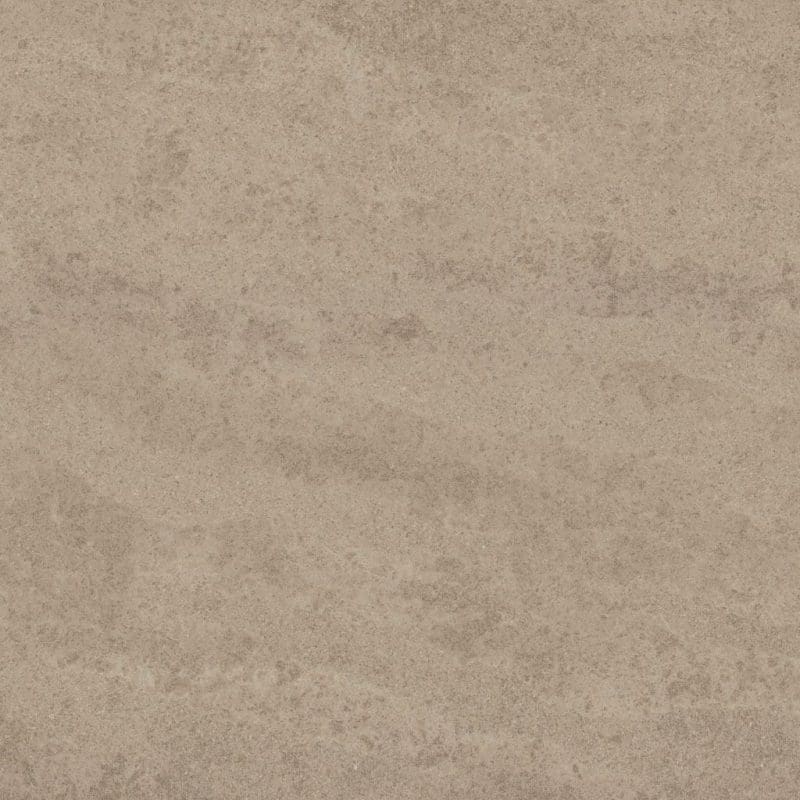Close-up texture of Belalba brushed quartz with a speckled tan and gray surface.